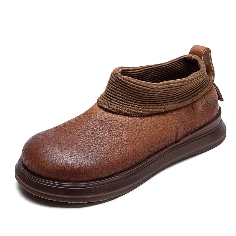 Scarpe casual piatte in pelle retrò minimalista da donna