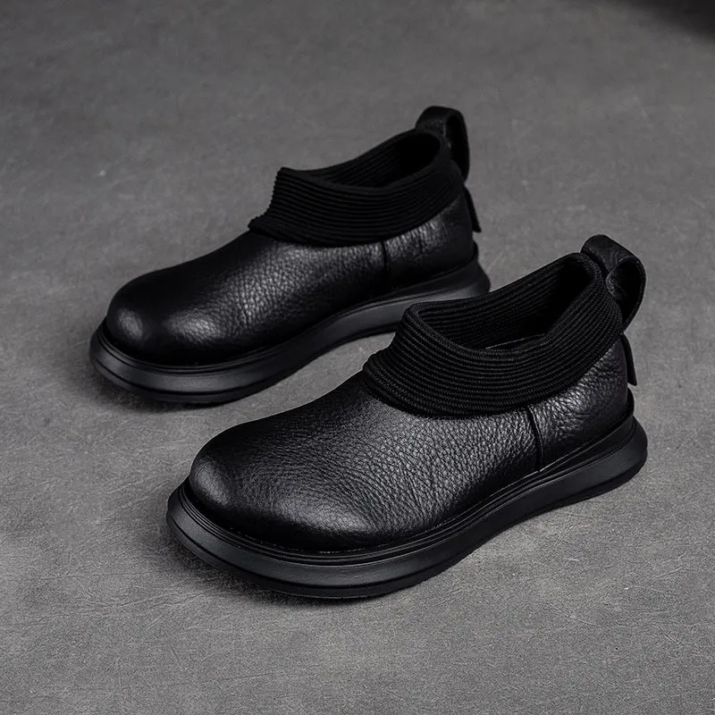 Scarpe casual piatte in pelle retrò minimalista da donna