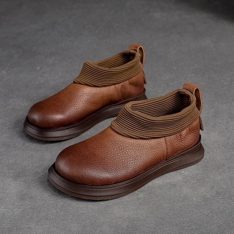 Scarpe casual piatte in pelle retrò minimalista da donna