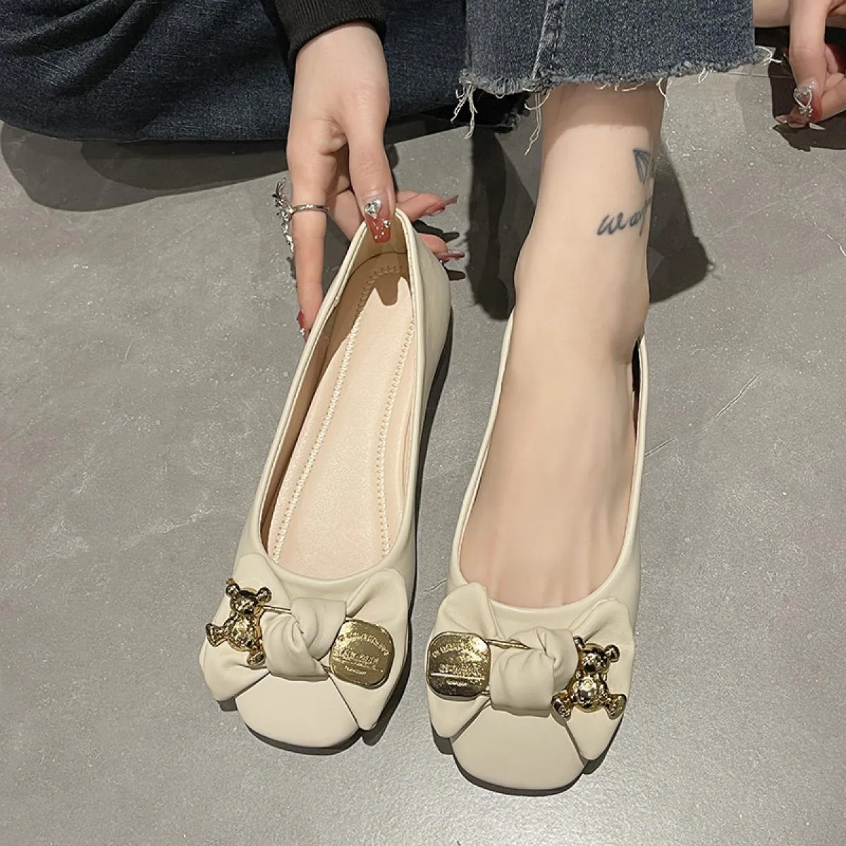 Scarpe da donna 2023 Scarpe basse con fiocco Scarpe basse comode da donna Scarpe basse con radice quadrata moda primavera e autu
