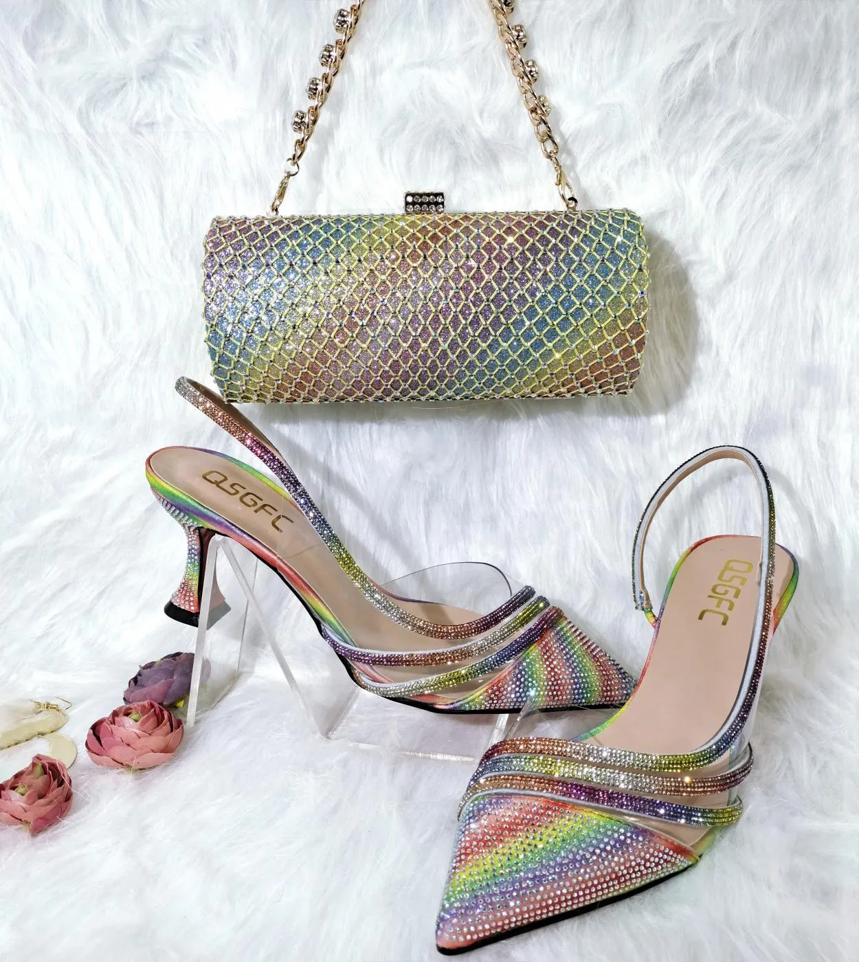 Scarpe da donna Rainbow Stiletto Scarpe con tacco arcobaleno Scarpe da donna Borsa con tacco a punta 2023