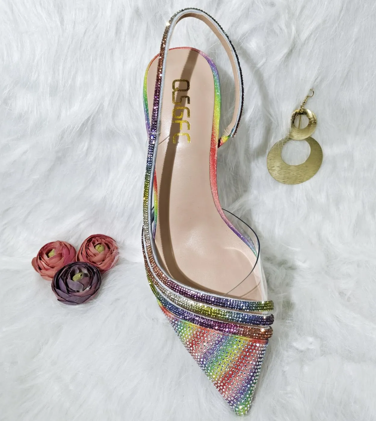 Scarpe da donna Rainbow Stiletto Scarpe con tacco arcobaleno Scarpe da donna Borsa con tacco a punta 2023