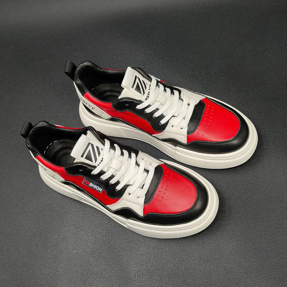 Scarpe da ginnastica casual in pelle patchwork traspirante moda uomo