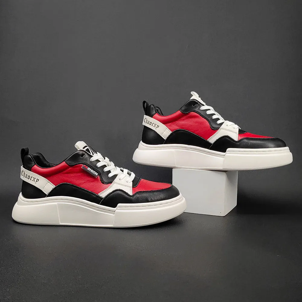 Scarpe da ginnastica casual in pelle patchwork traspirante moda uomo