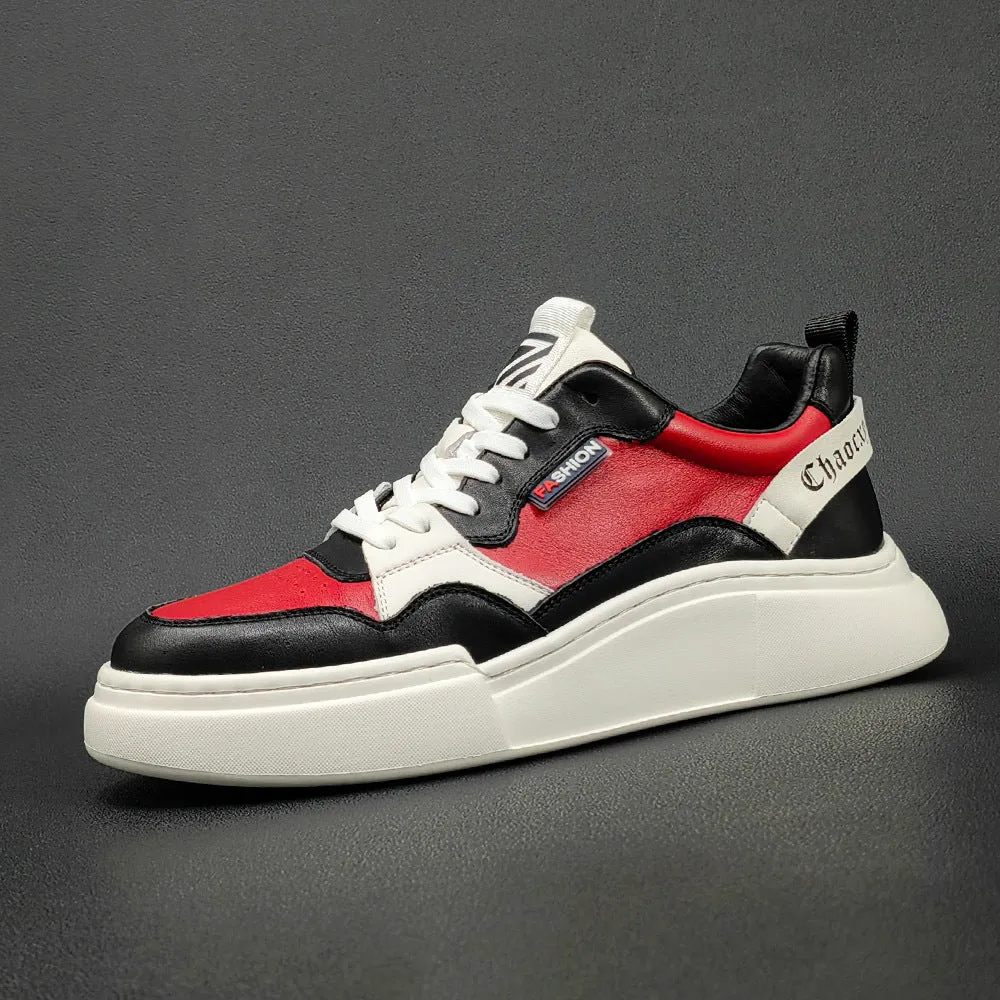 Scarpe da ginnastica casual in pelle patchwork traspirante moda uomo