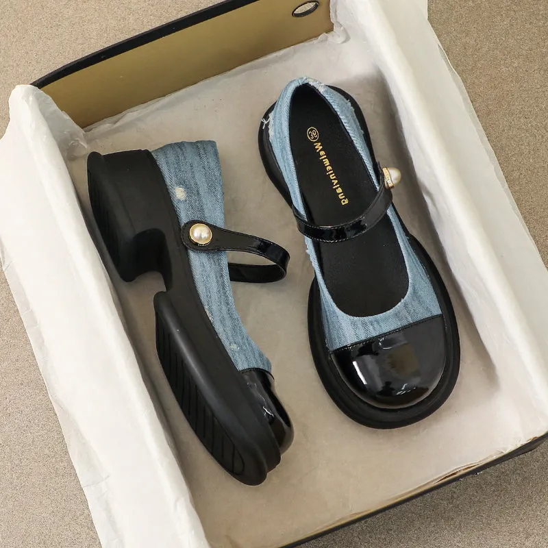 Scarpe Mary Jane casual moda donna con suola spessa