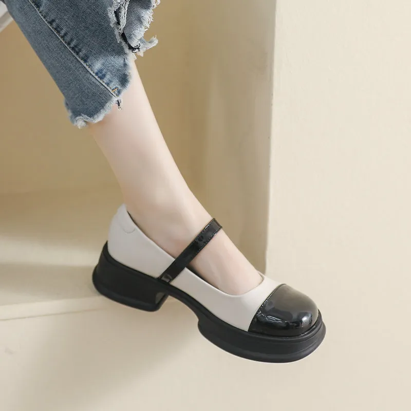 Scarpe Mary Jane casual moda donna con suola spessa