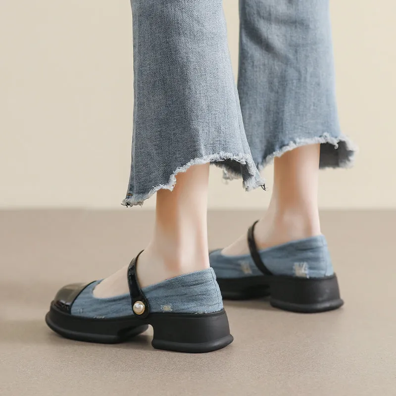Scarpe Mary Jane casual moda donna con suola spessa