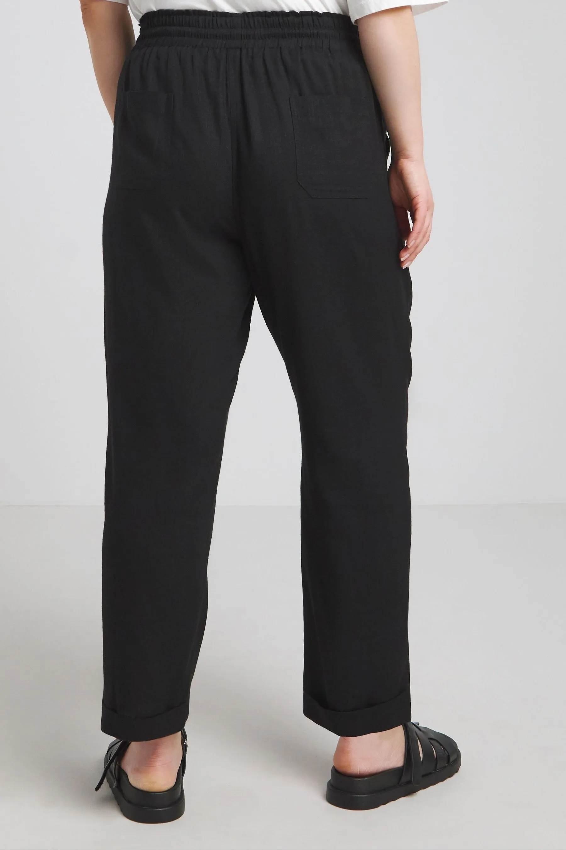 Simply Be - Pantaloni in lino stretti in fondo con allacciatura in vita