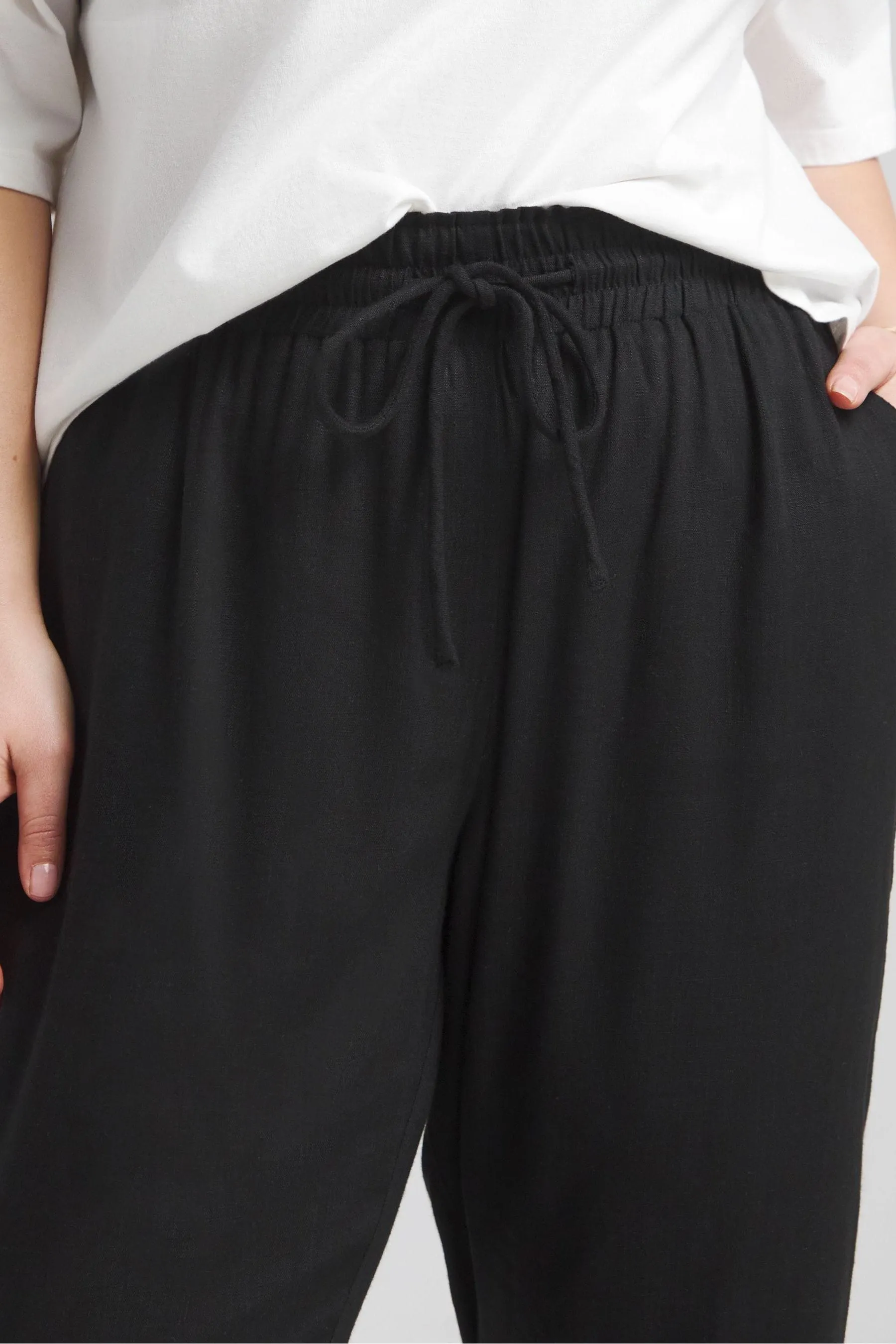 Simply Be - Pantaloni in lino stretti in fondo con allacciatura in vita