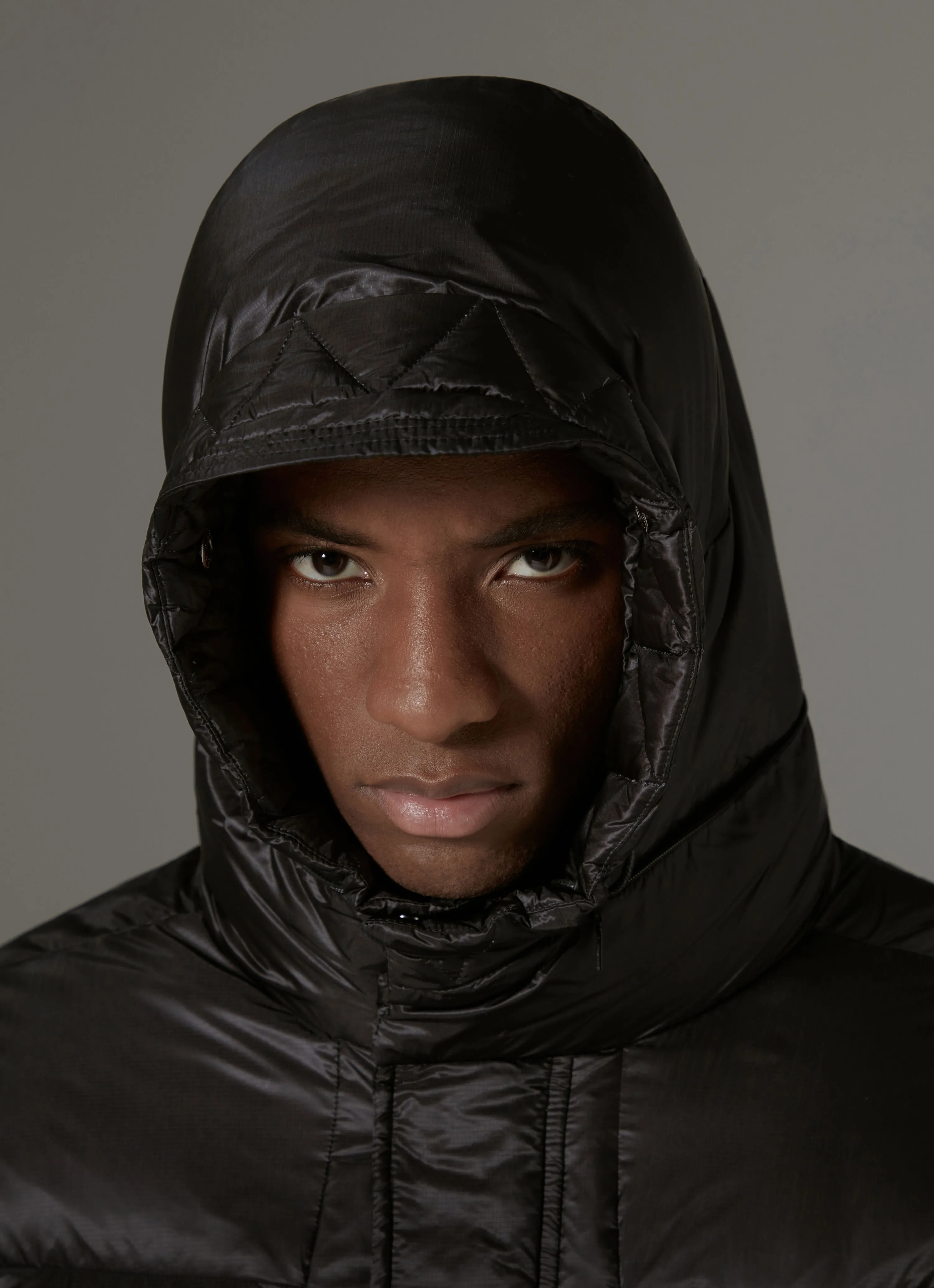 Solid-colour mini rip-stop maxi-parka
