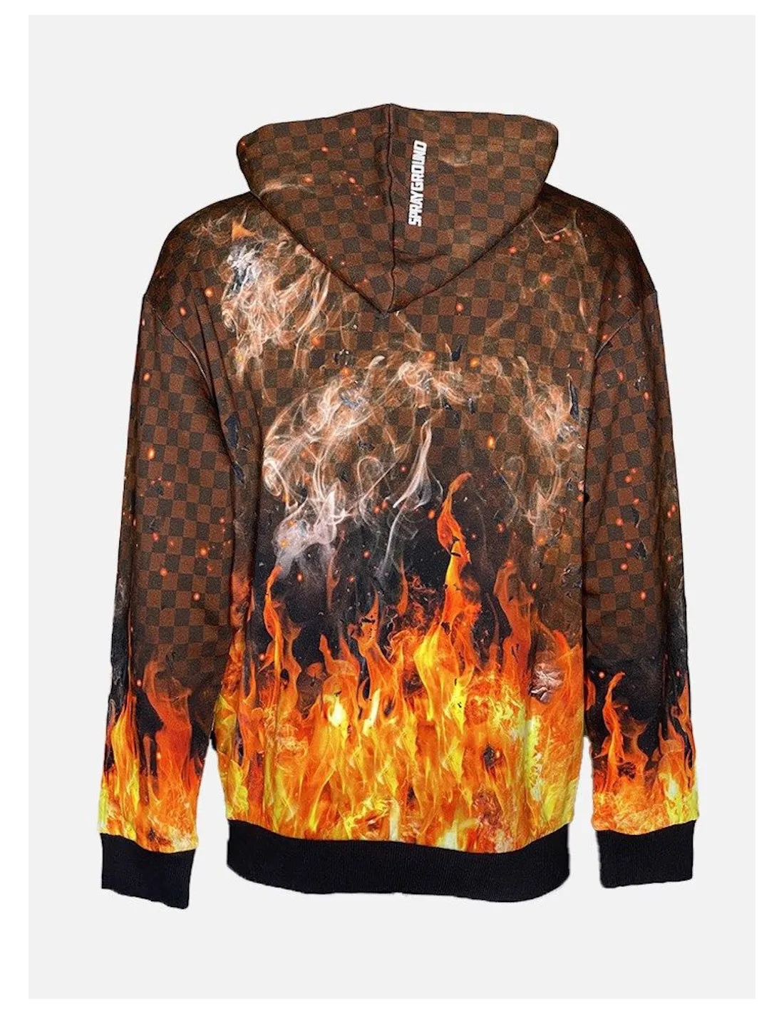 SPRAYGROUND FELPA UOMO,SHARK ON FIRE HOODIE CHECKE