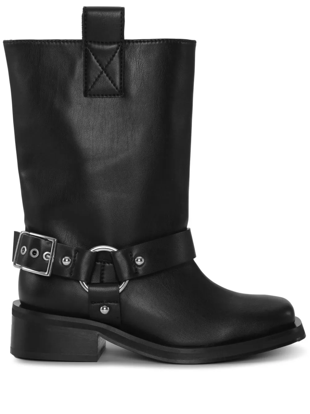 Stivali biker con fibbia in nero - donna