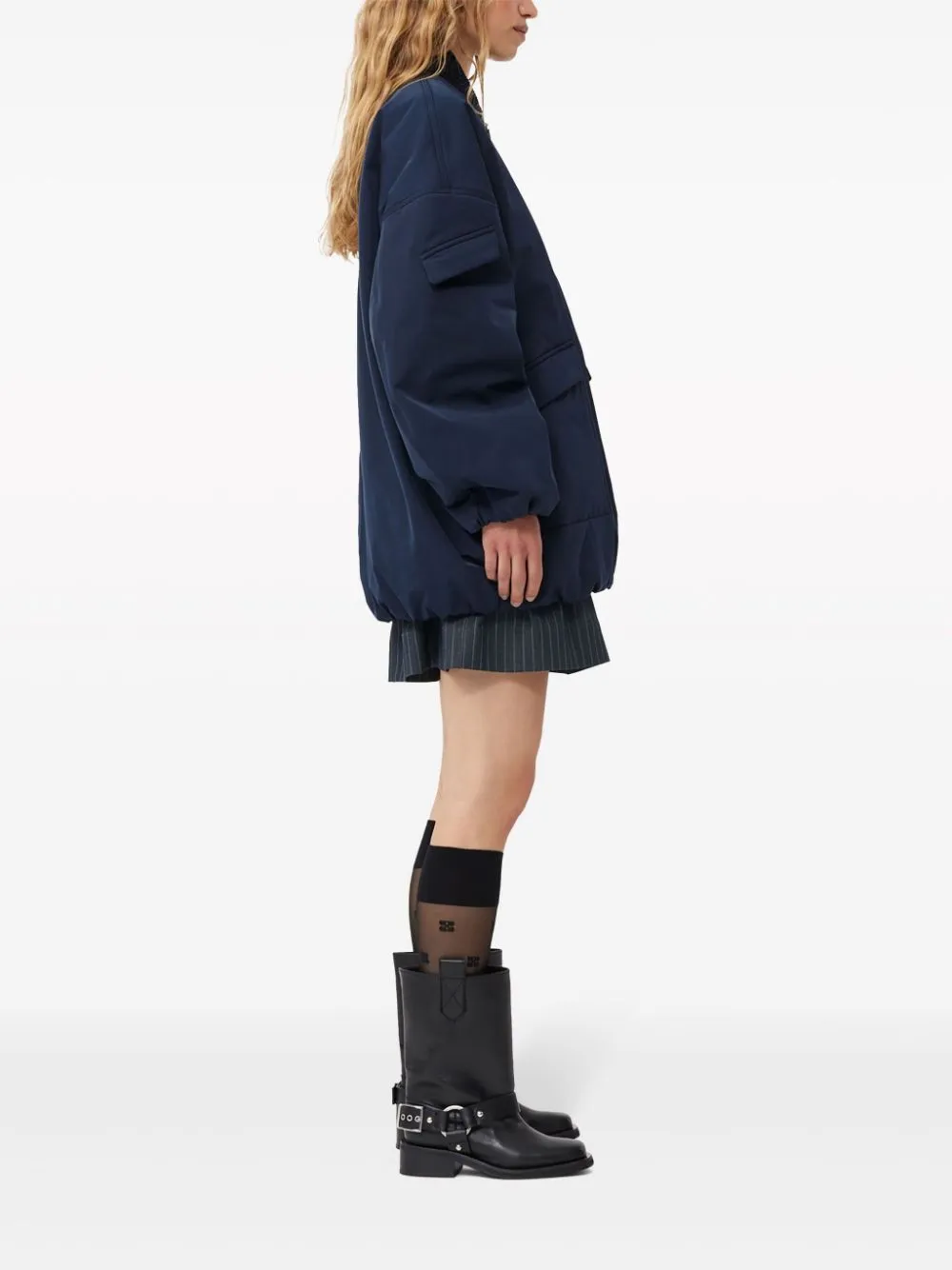 Stivali biker con fibbia in nero - donna