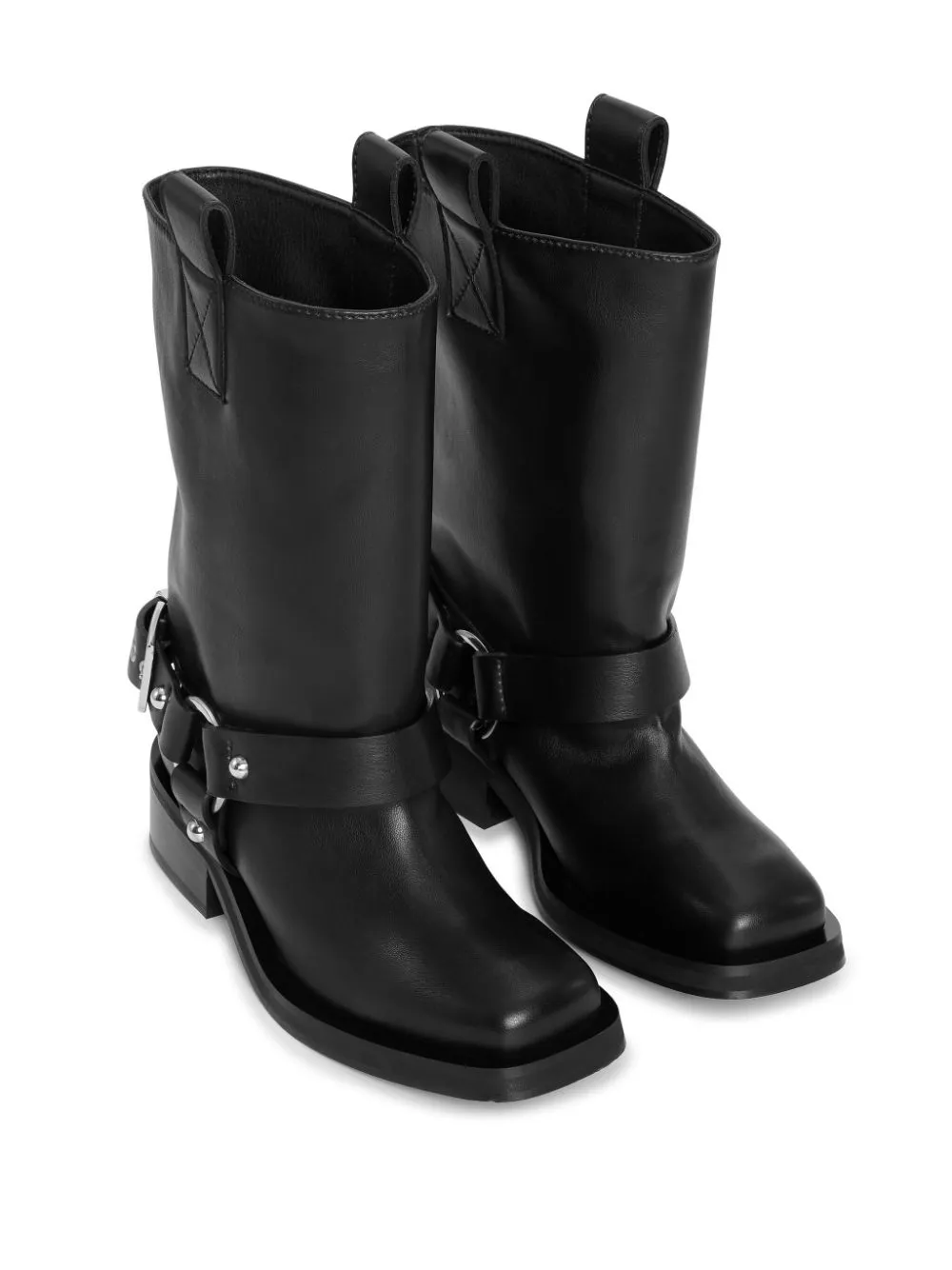 Stivali biker con fibbia in nero - donna