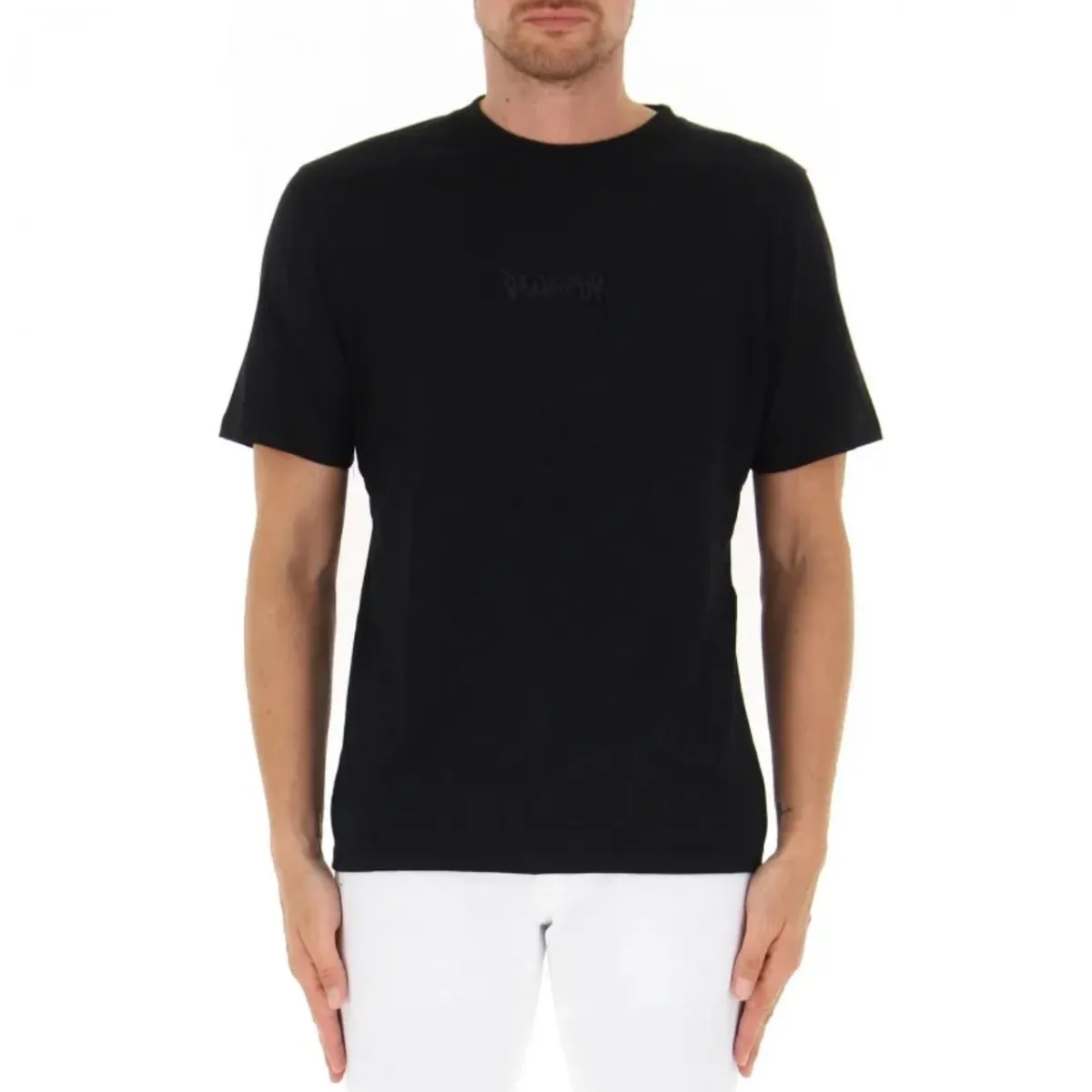 T-Shirt Con Logo Ricamato Nero