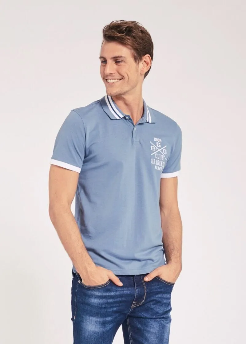 T-shirt polo con collo stampato