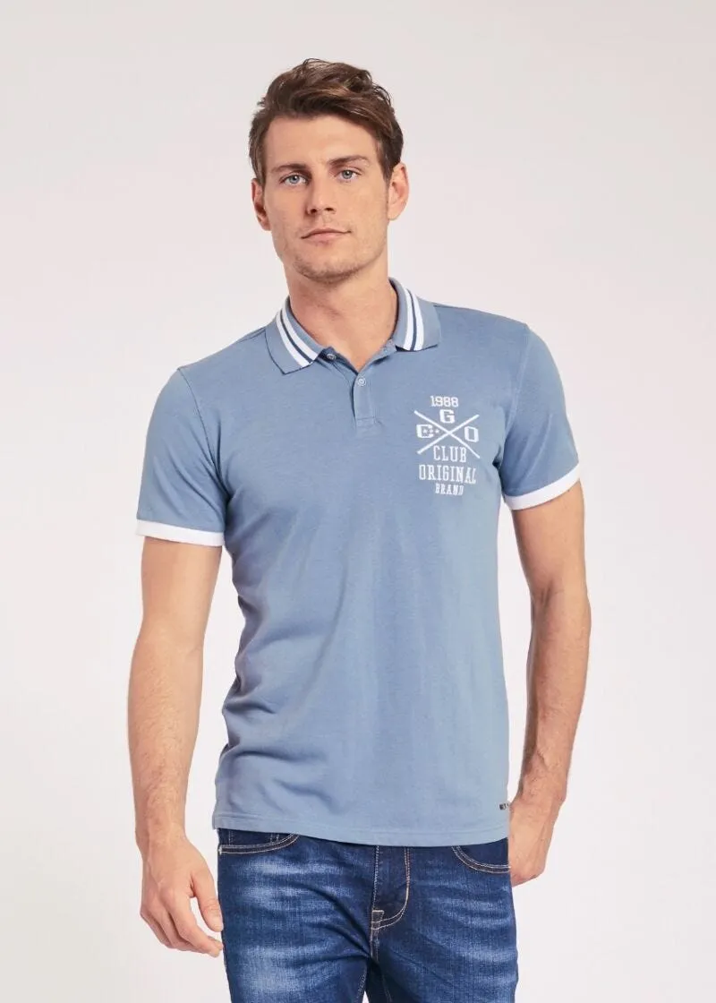 T-shirt polo con collo stampato