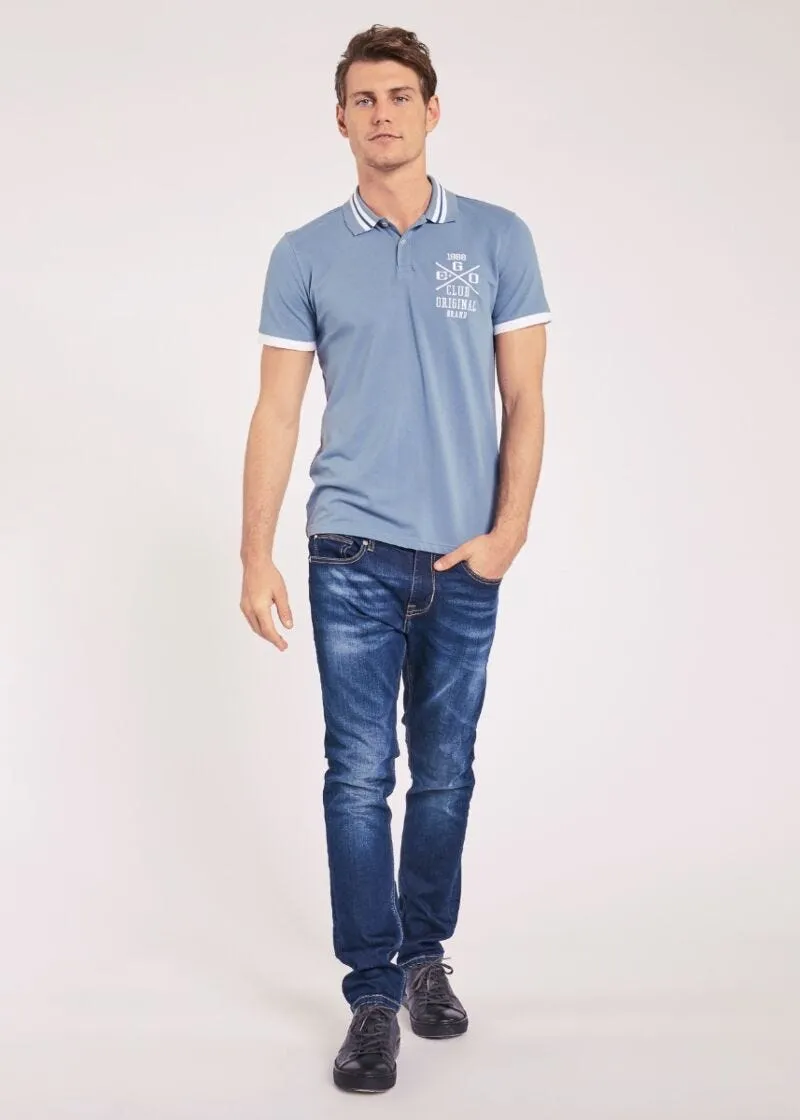 T-shirt polo con collo stampato