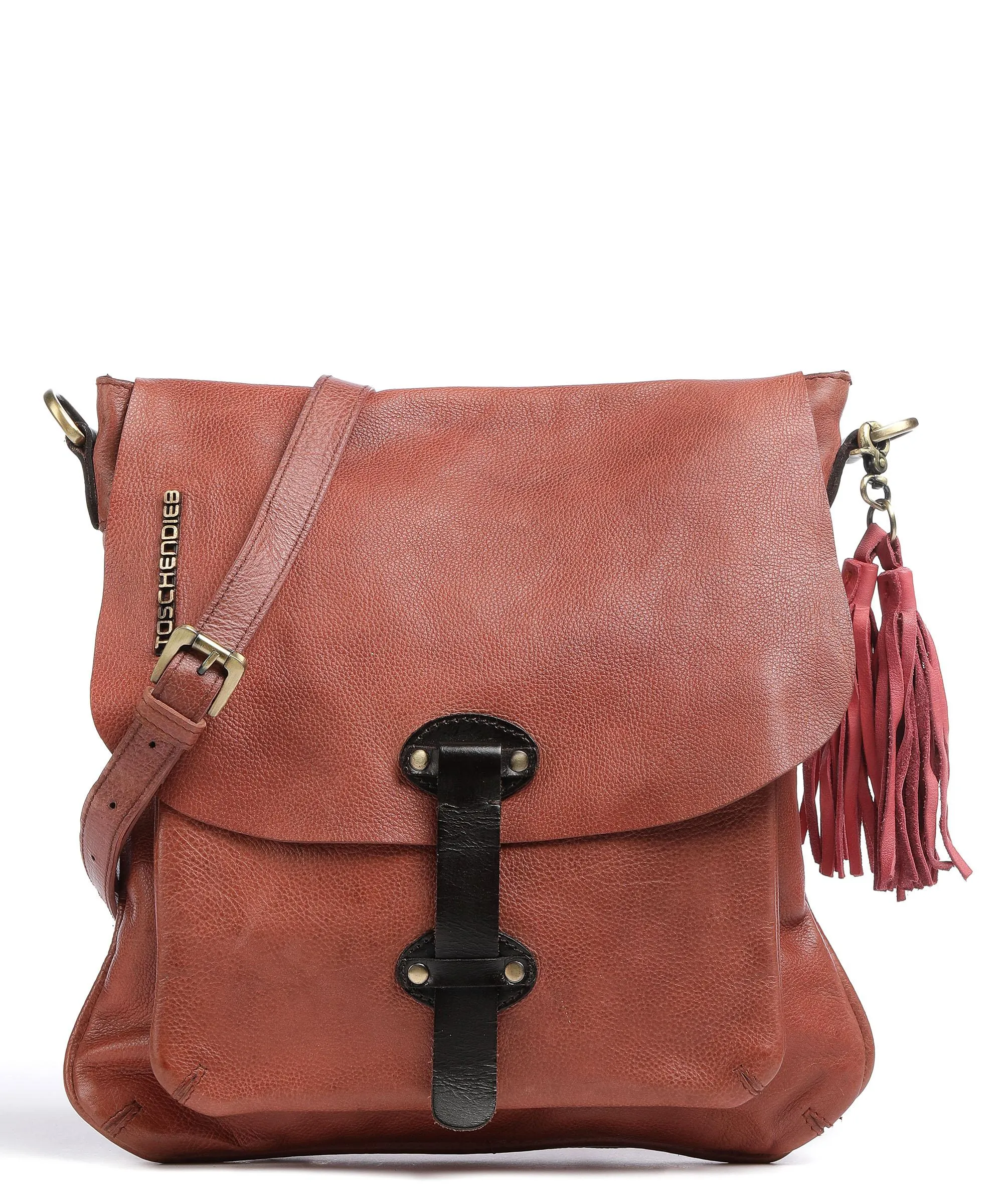  Taschendieb Wien Kohlmarkt 1 Borsa a spalla pelle di vacchetta grana marrone rosso  
