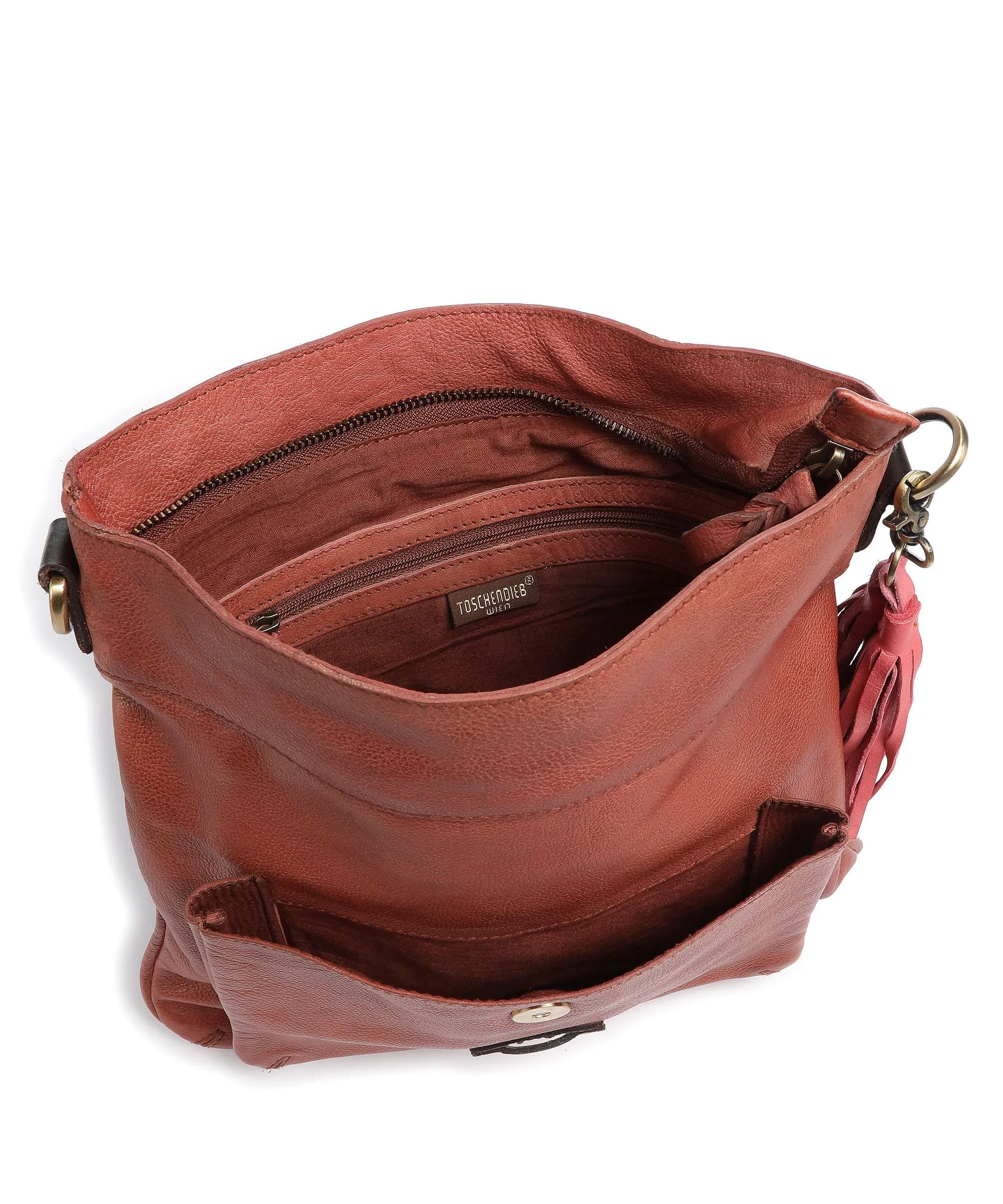  Taschendieb Wien Kohlmarkt 1 Borsa a spalla pelle di vacchetta grana marrone rosso  
