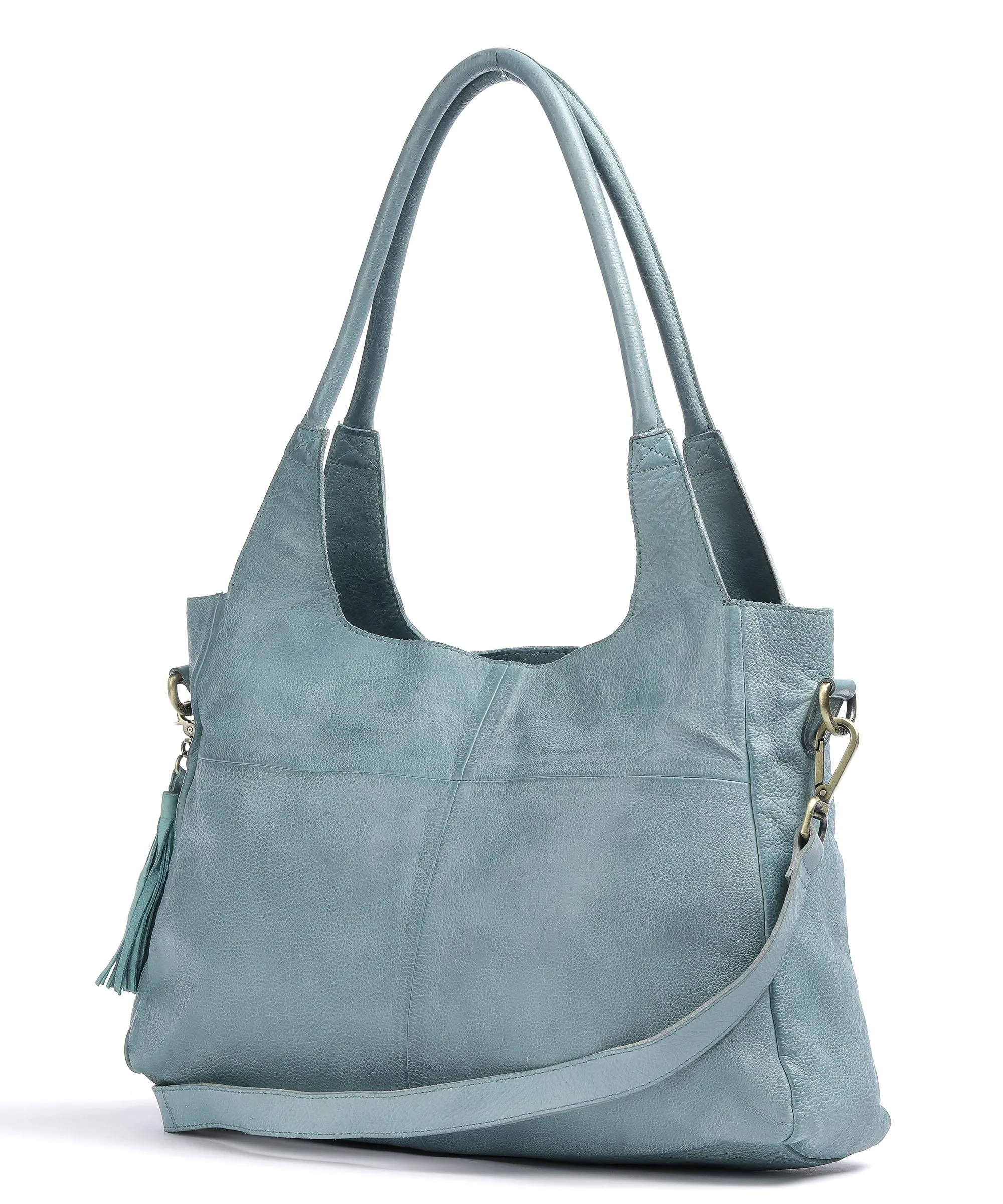  Taschendieb Wien Kohlmarkt 30 Borsa hobo pelle di vacchetta grana blu-grigio  