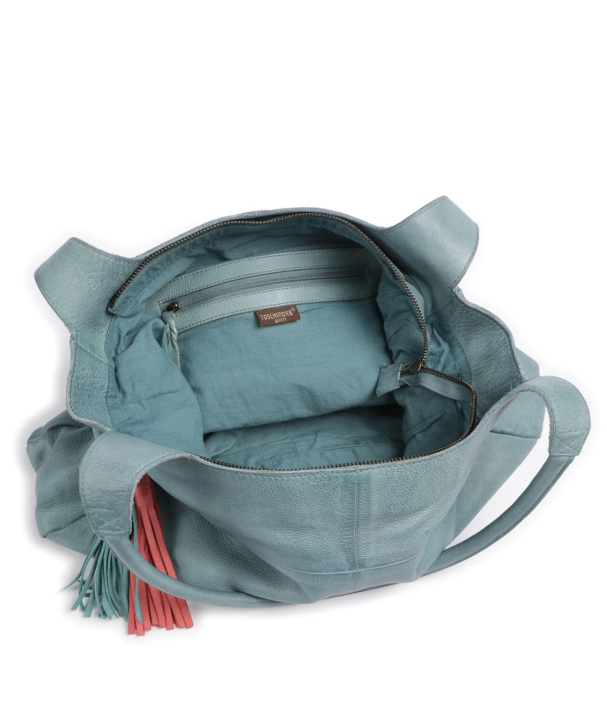  Taschendieb Wien Kohlmarkt 30 Borsa hobo pelle di vacchetta grana blu-grigio  