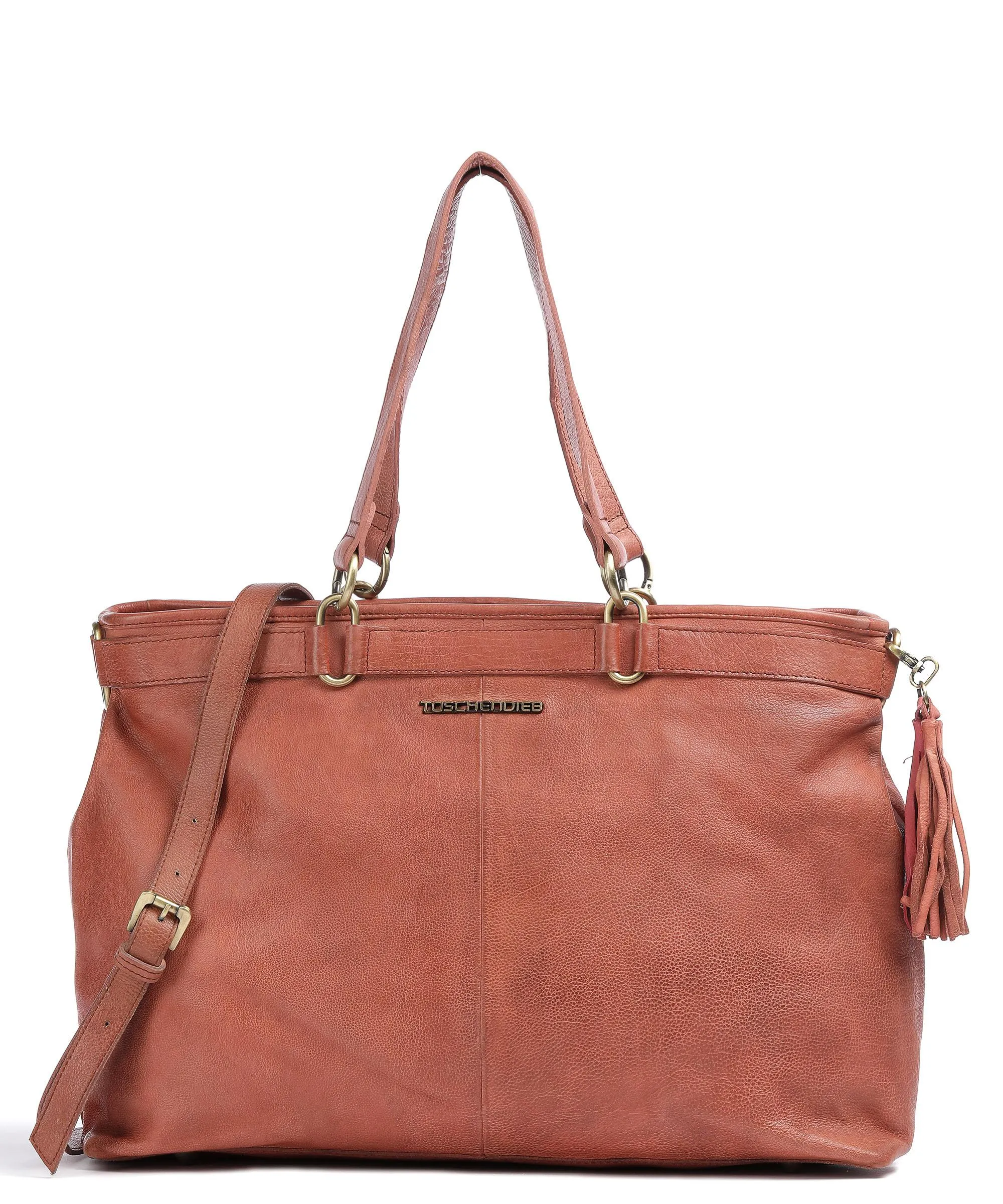  Taschendieb Wien Kohlmarkt 67 Borsa shopper pelle di vacchetta grana marrone rosso  
