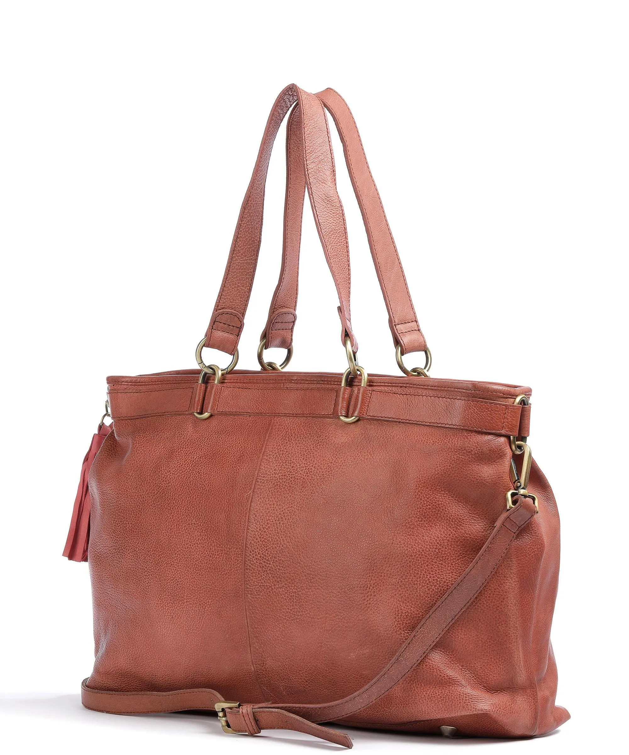  Taschendieb Wien Kohlmarkt 67 Borsa shopper pelle di vacchetta grana marrone rosso  