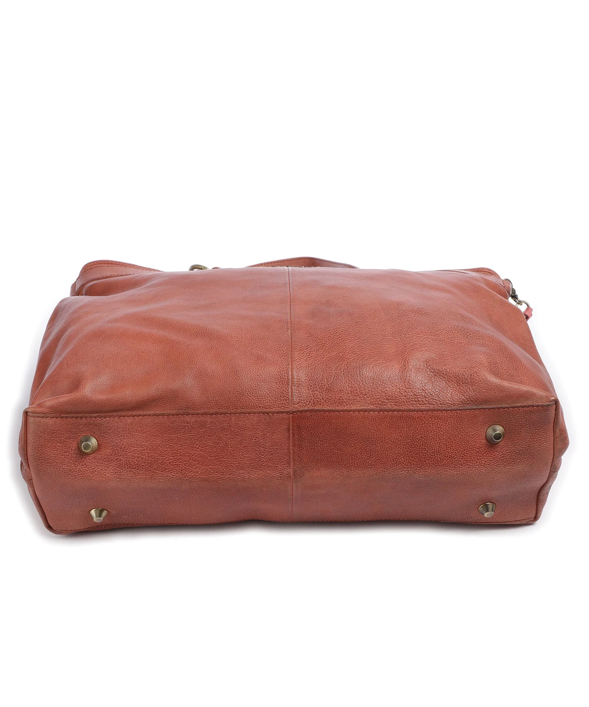 Taschendieb Wien Kohlmarkt 67 Borsa shopper pelle di vacchetta grana marrone rosso  