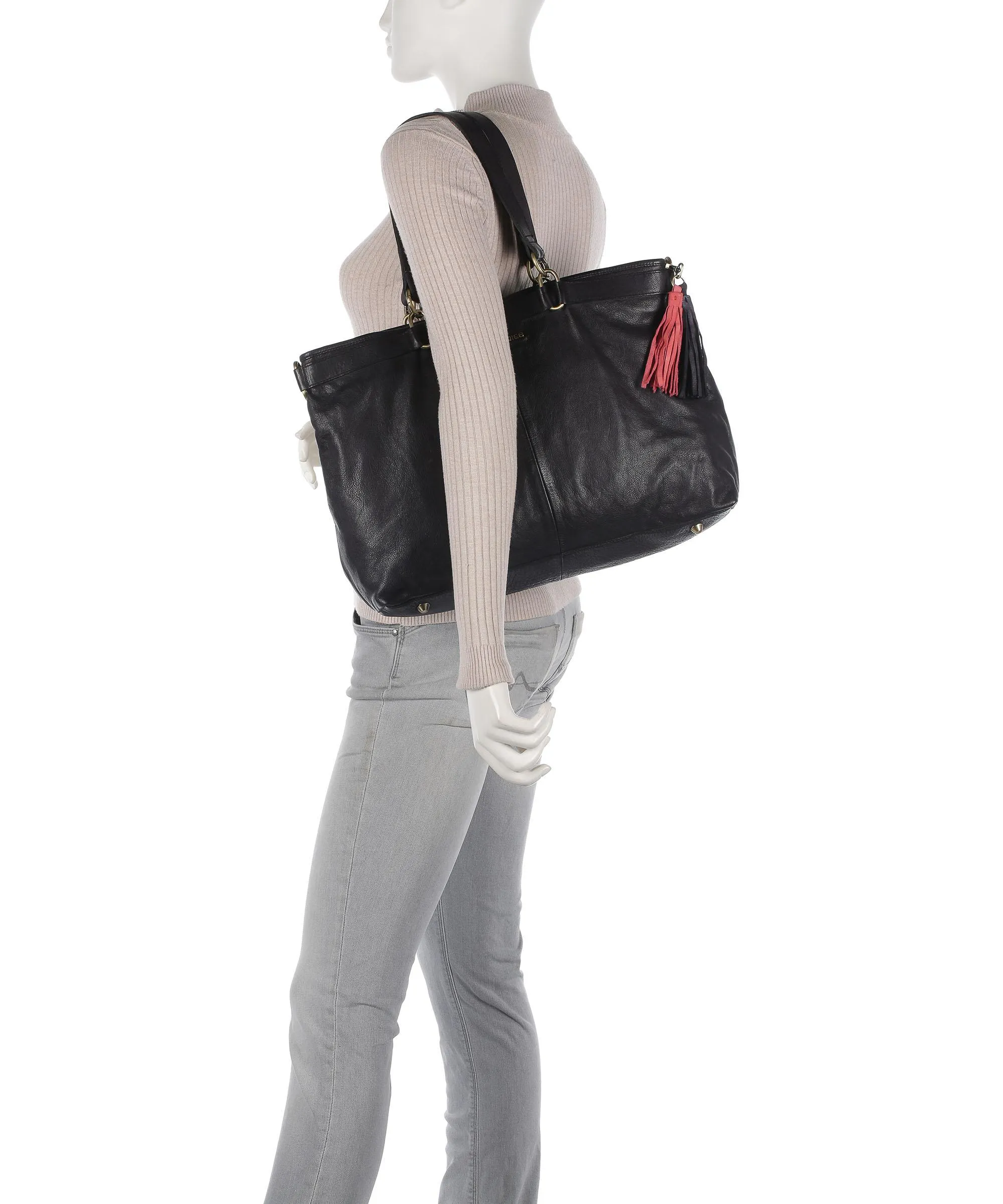  Taschendieb Wien Kohlmarkt 67 Borsa shopper pelle di vacchetta grana nero  