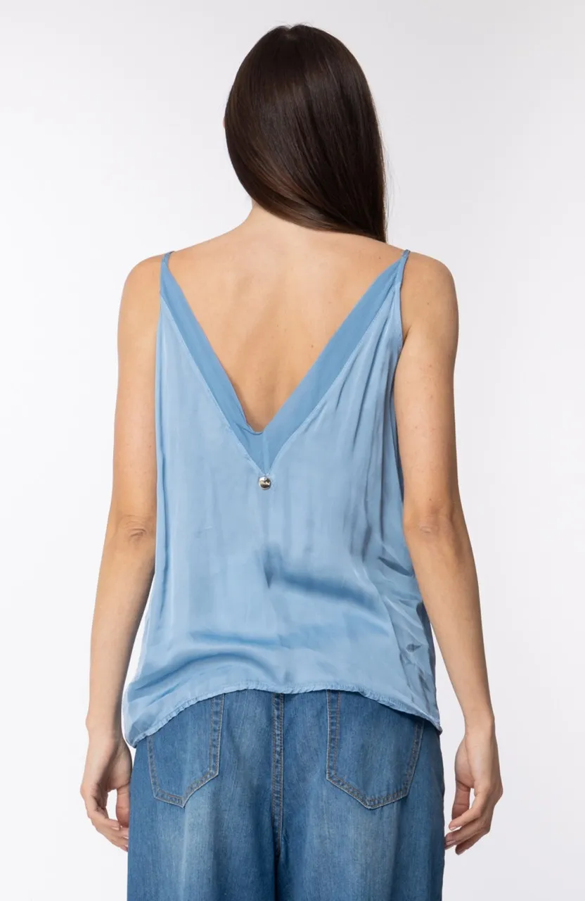 Top in viscosa con inserti in tulle Celestino