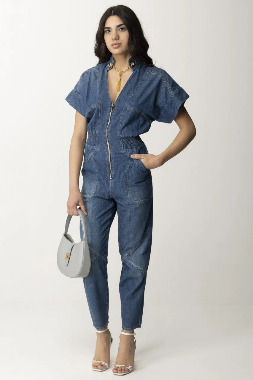 Tuta in denim con collana Blue denim