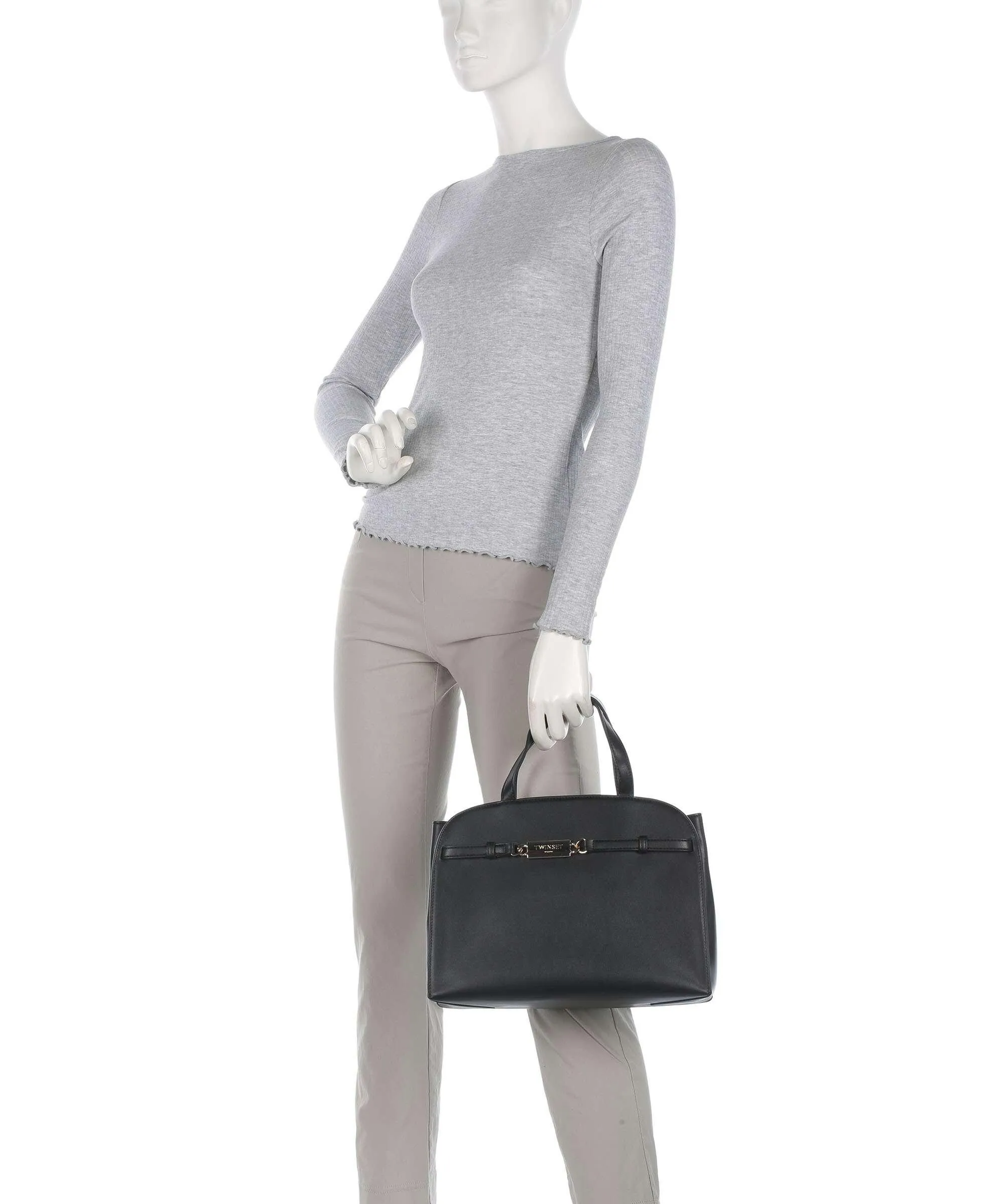  Twinset Borsa a mano pelle sintetica nero  