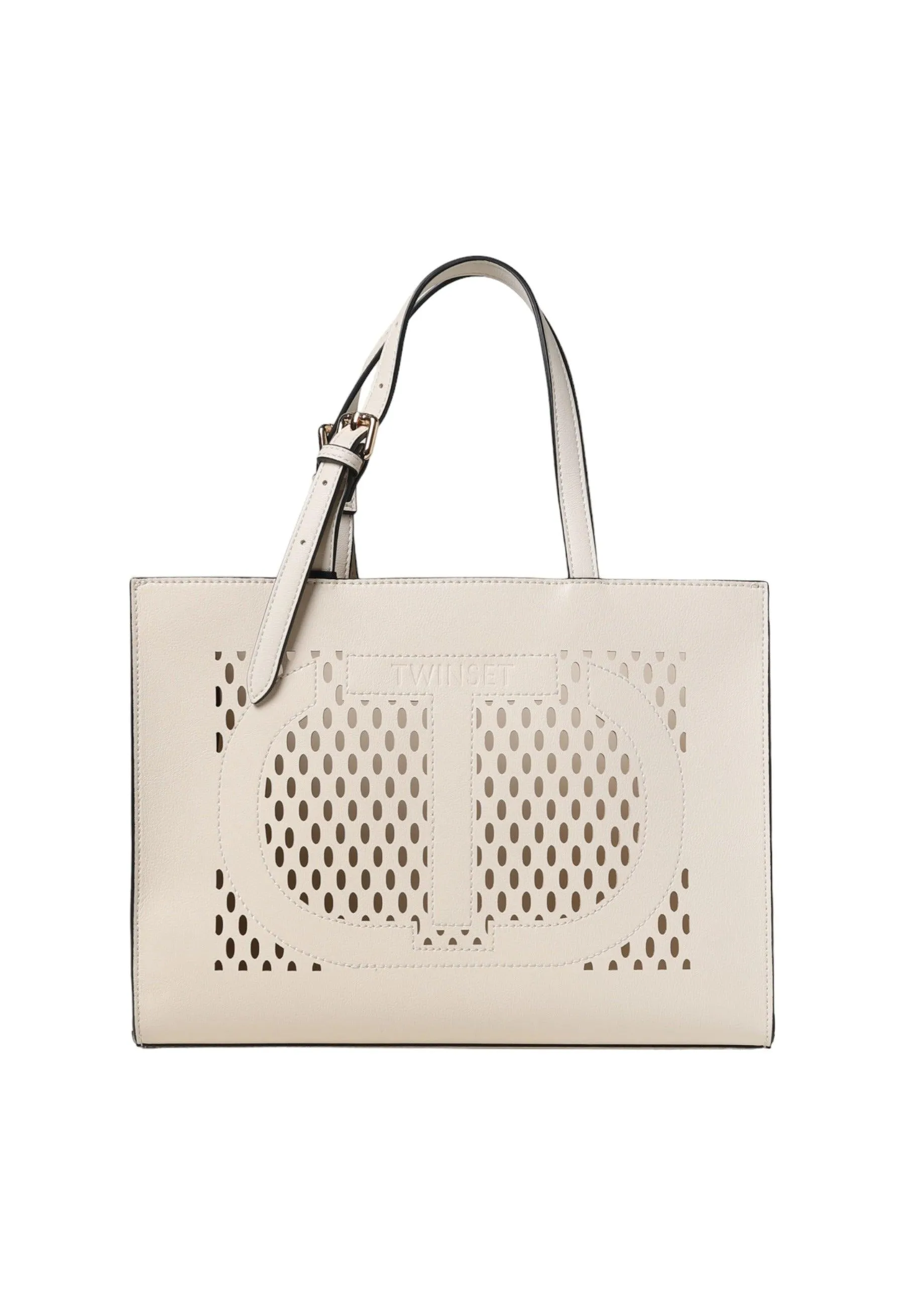 TWINSET Borsa Shopper Traforata Avorio Beige 231TD8171