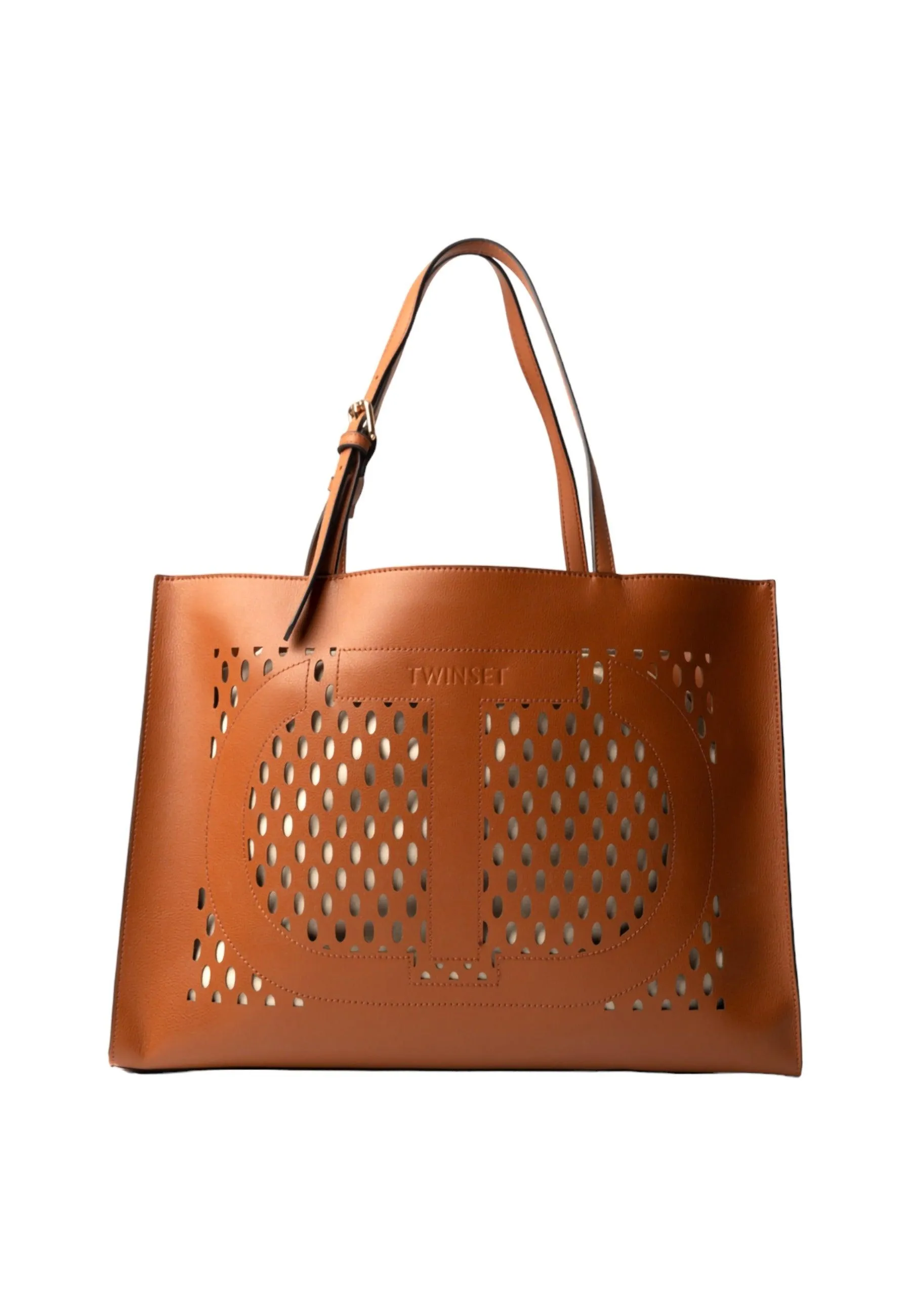 TWINSET Borsa Shopper Traforata Cuoio 231TD8170