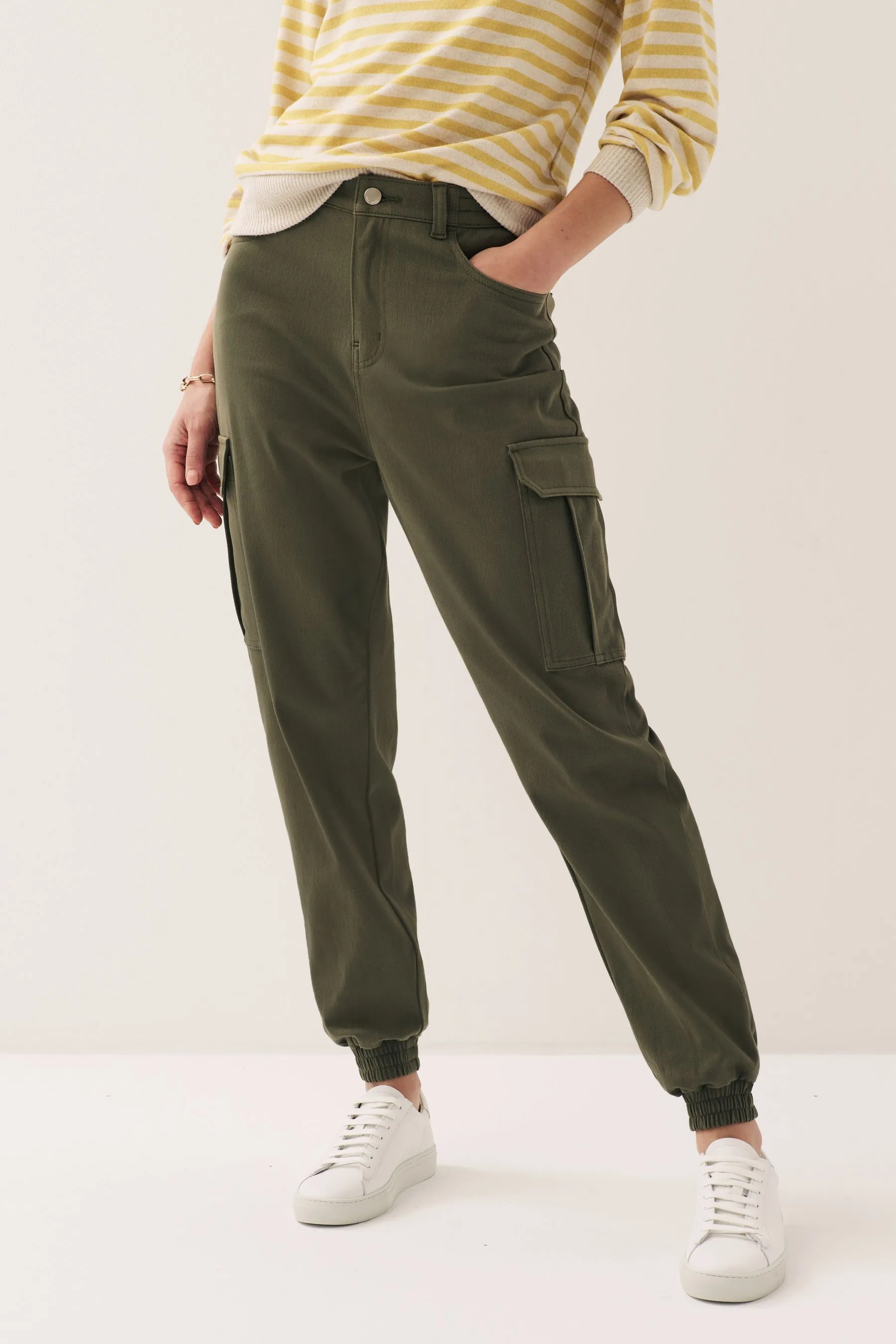 Verde kaki  - Pantaloni da jogging cargo Denim in jersey