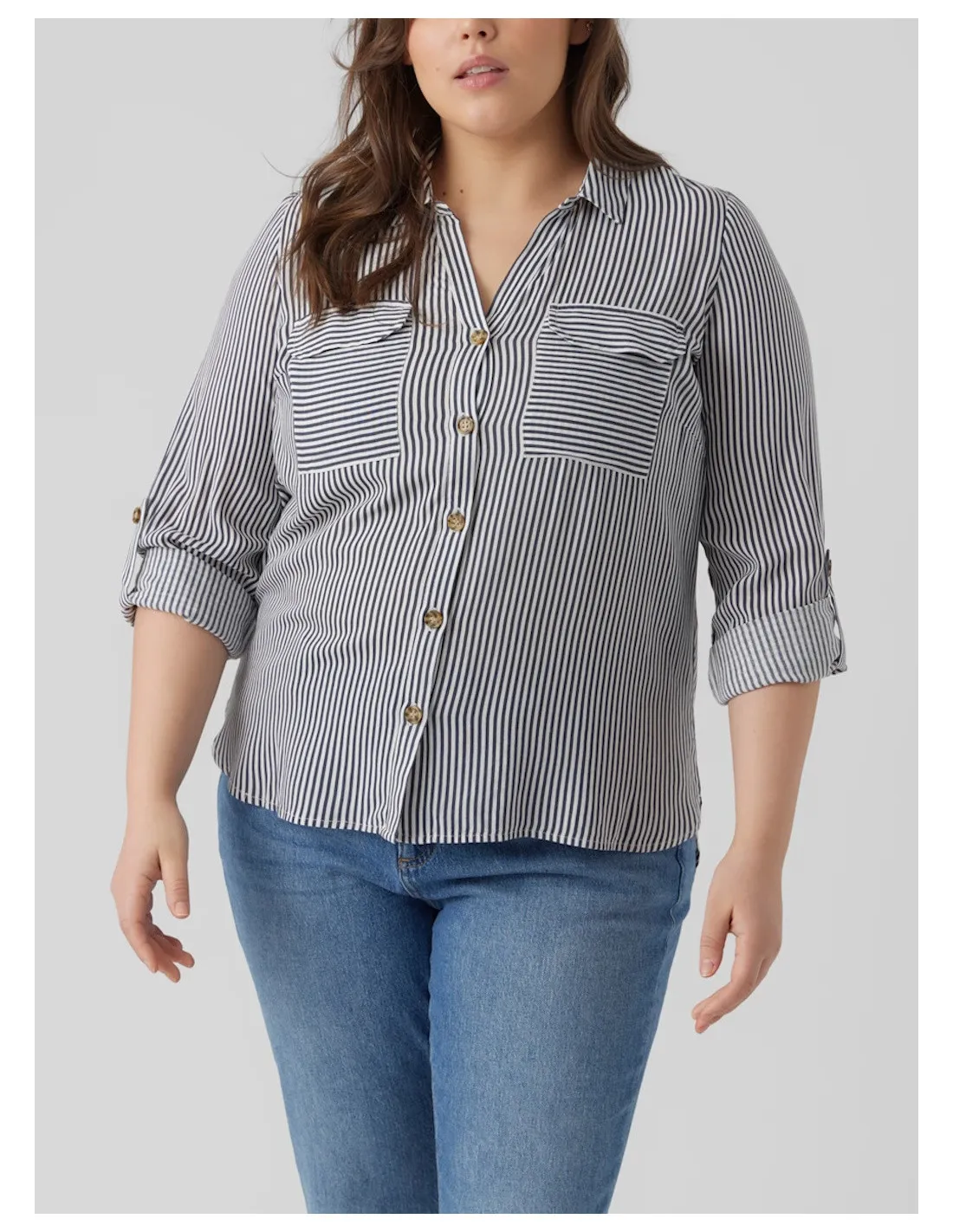 VERO MODA CURVE CAMICIA DONNA BUMPY L/S SHIRT NEW