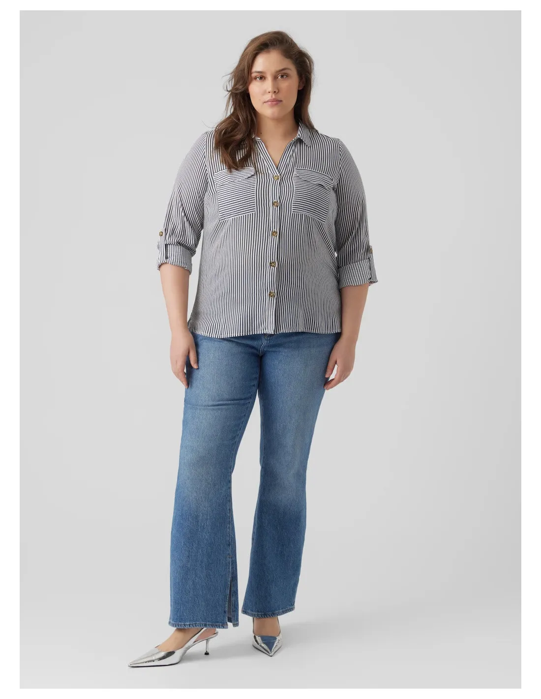 VERO MODA CURVE CAMICIA DONNA BUMPY L/S SHIRT NEW