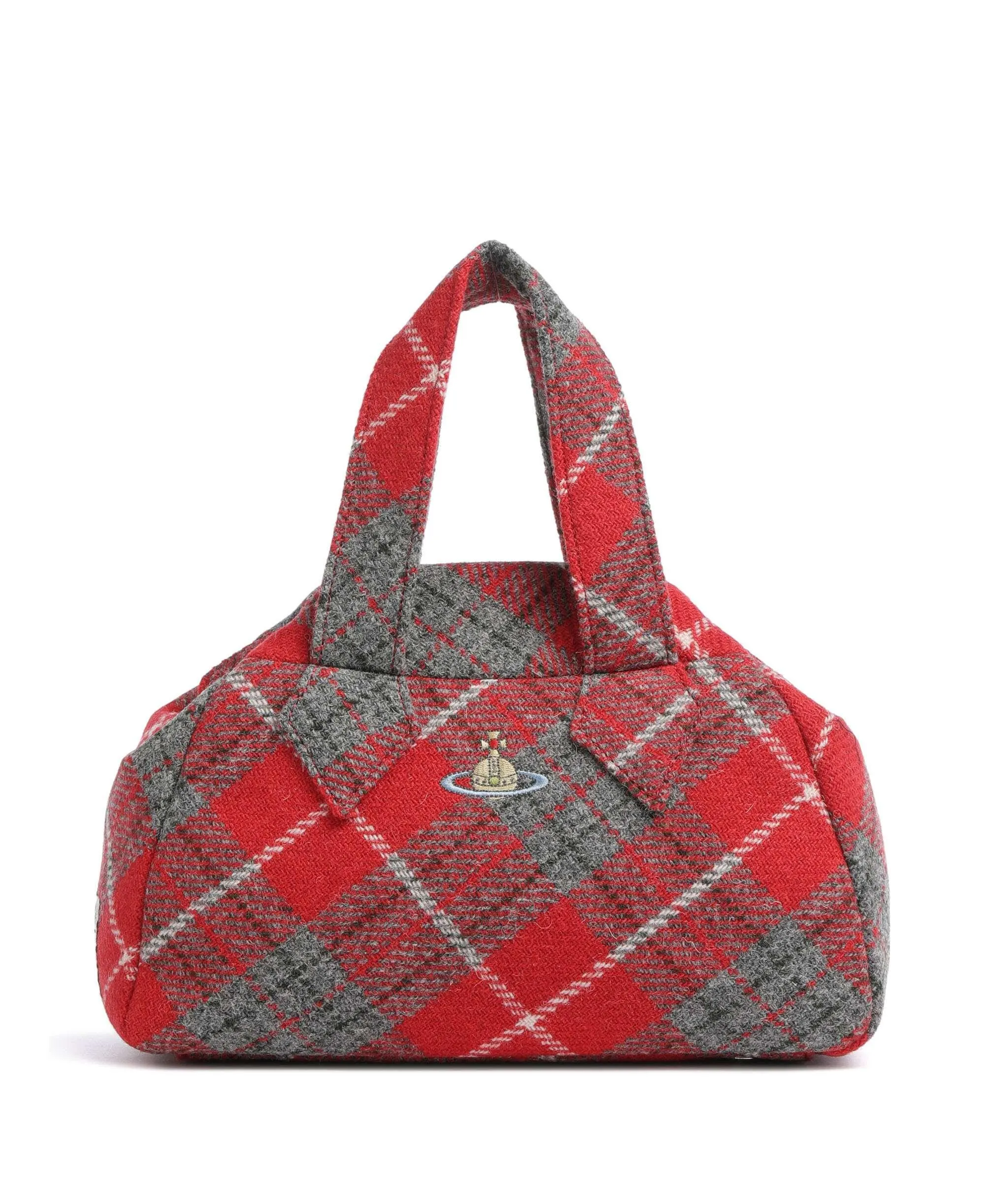  Vivienne Westwood Archive Harris Tweed Medium Borsa a mano lana rosso/grigio  