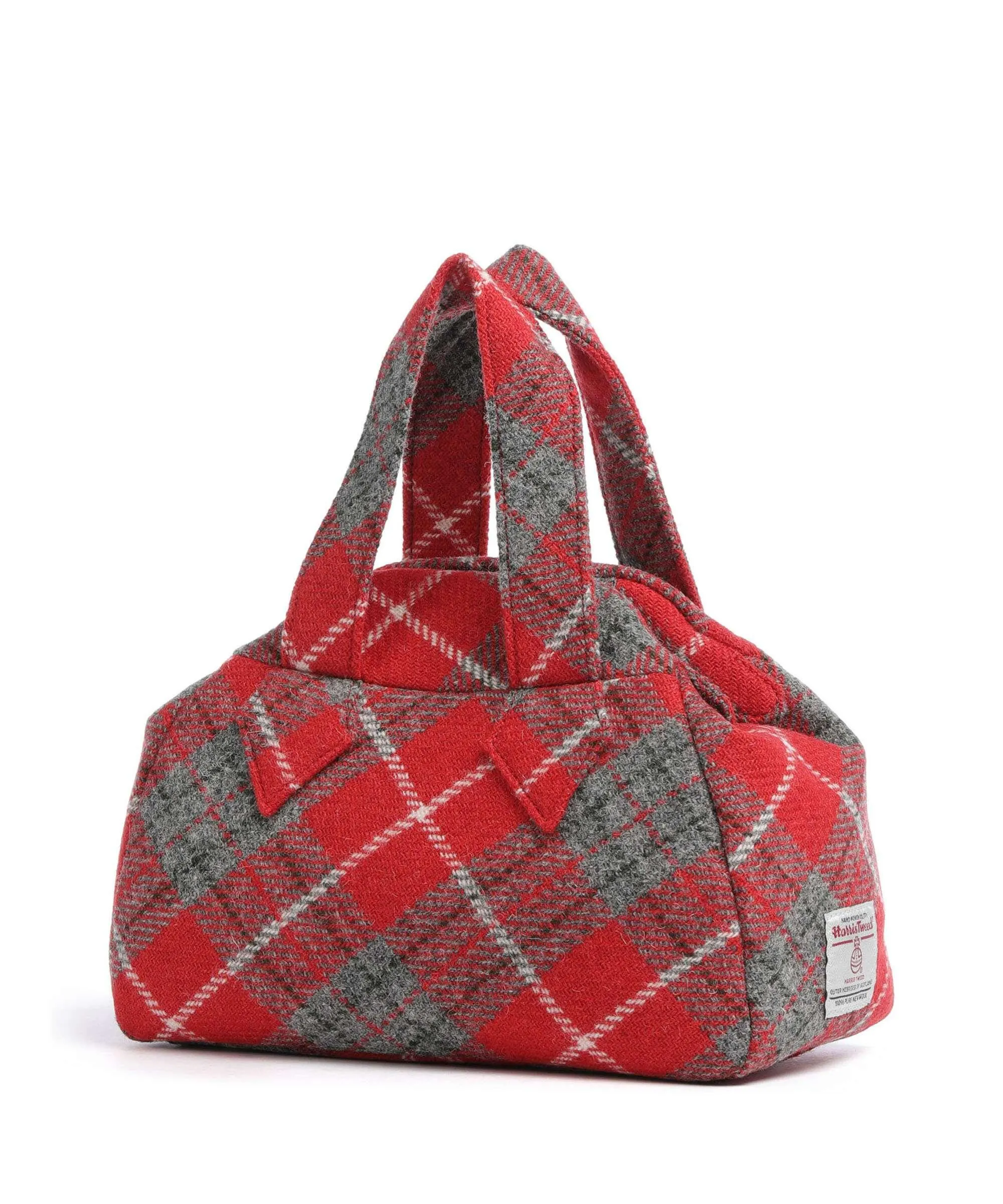  Vivienne Westwood Archive Harris Tweed Medium Borsa a mano lana rosso/grigio  