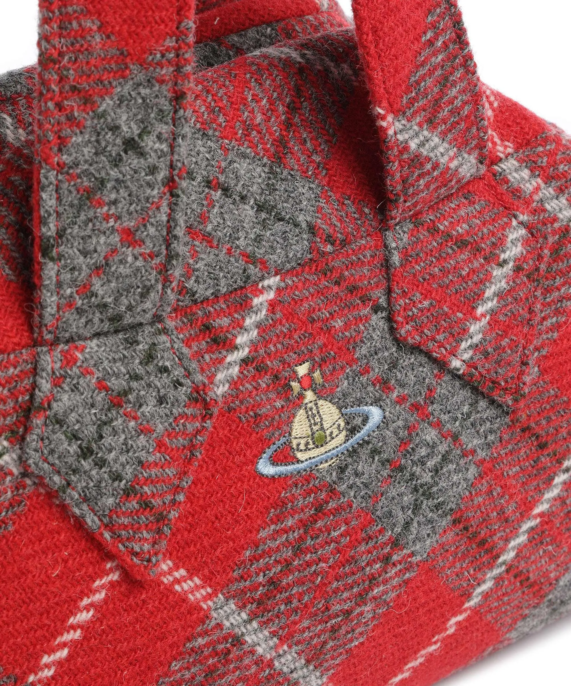  Vivienne Westwood Archive Harris Tweed Medium Borsa a mano lana rosso/grigio  