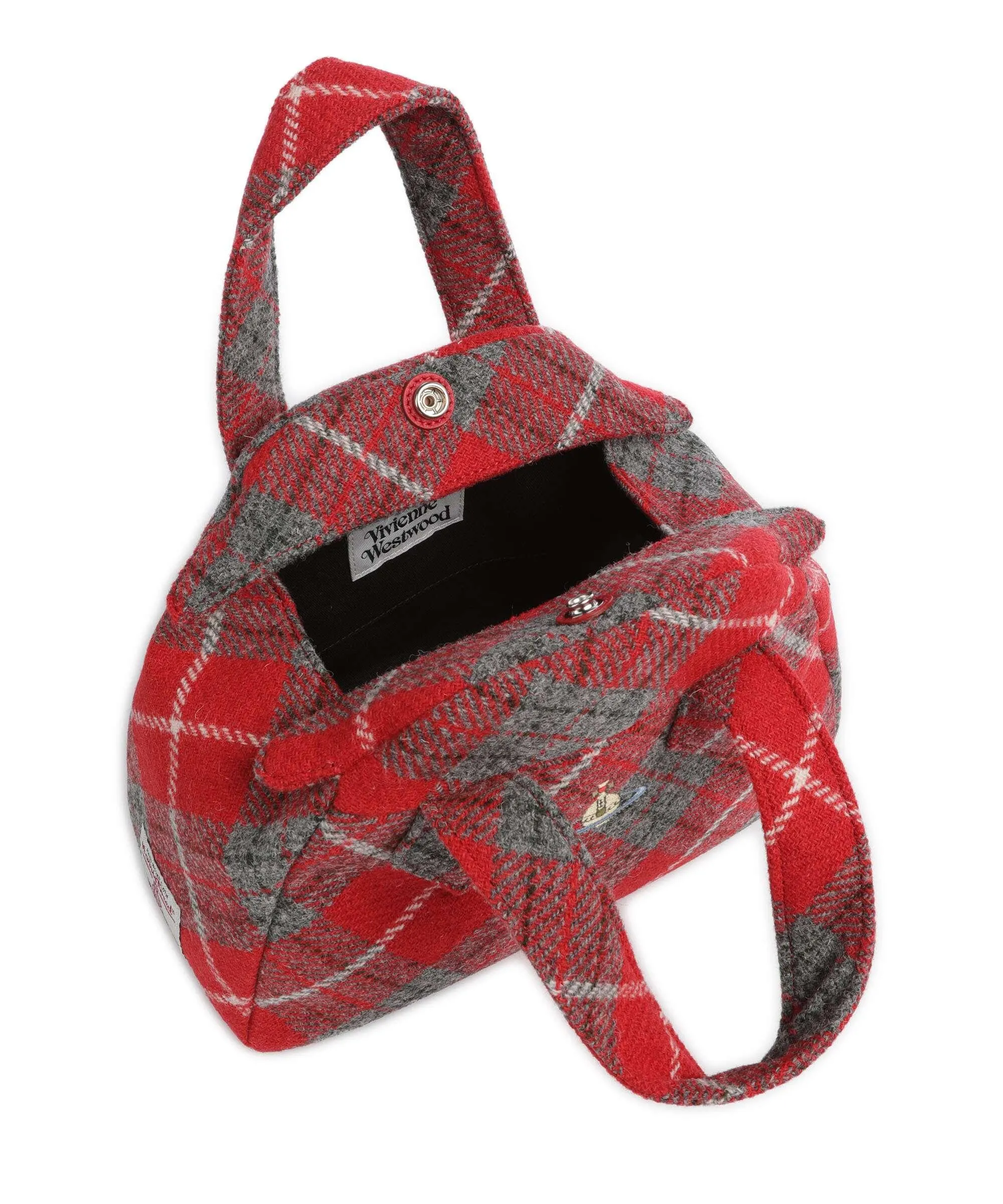  Vivienne Westwood Archive Harris Tweed Medium Borsa a mano lana rosso/grigio  
