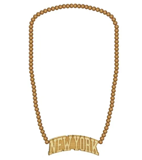 WOOD FELLAS Gioielli di moda Collana in legno alla moda con pendente New York Beige