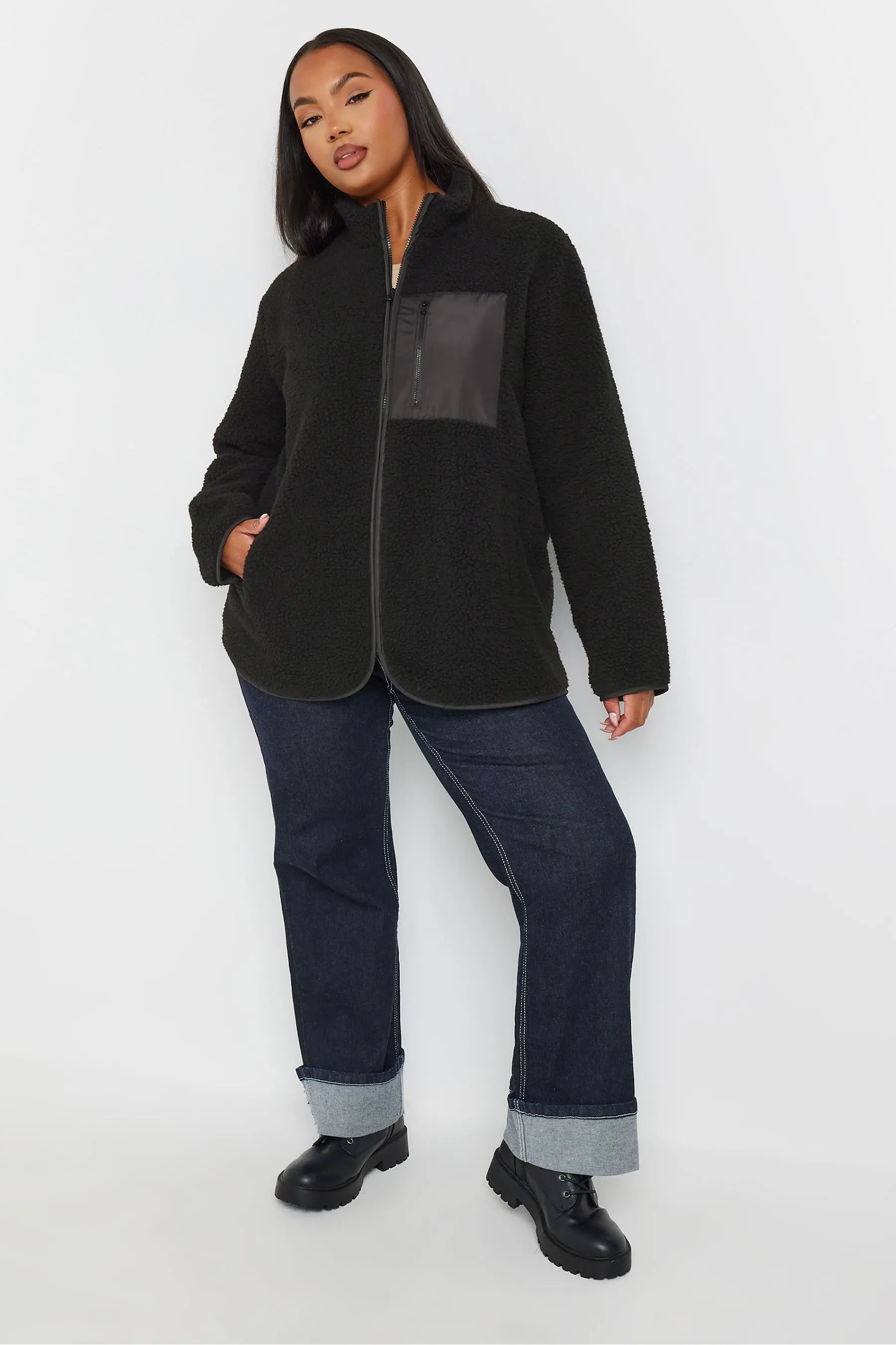 Yours Curve - Pile in nylon con tasca in sherpa