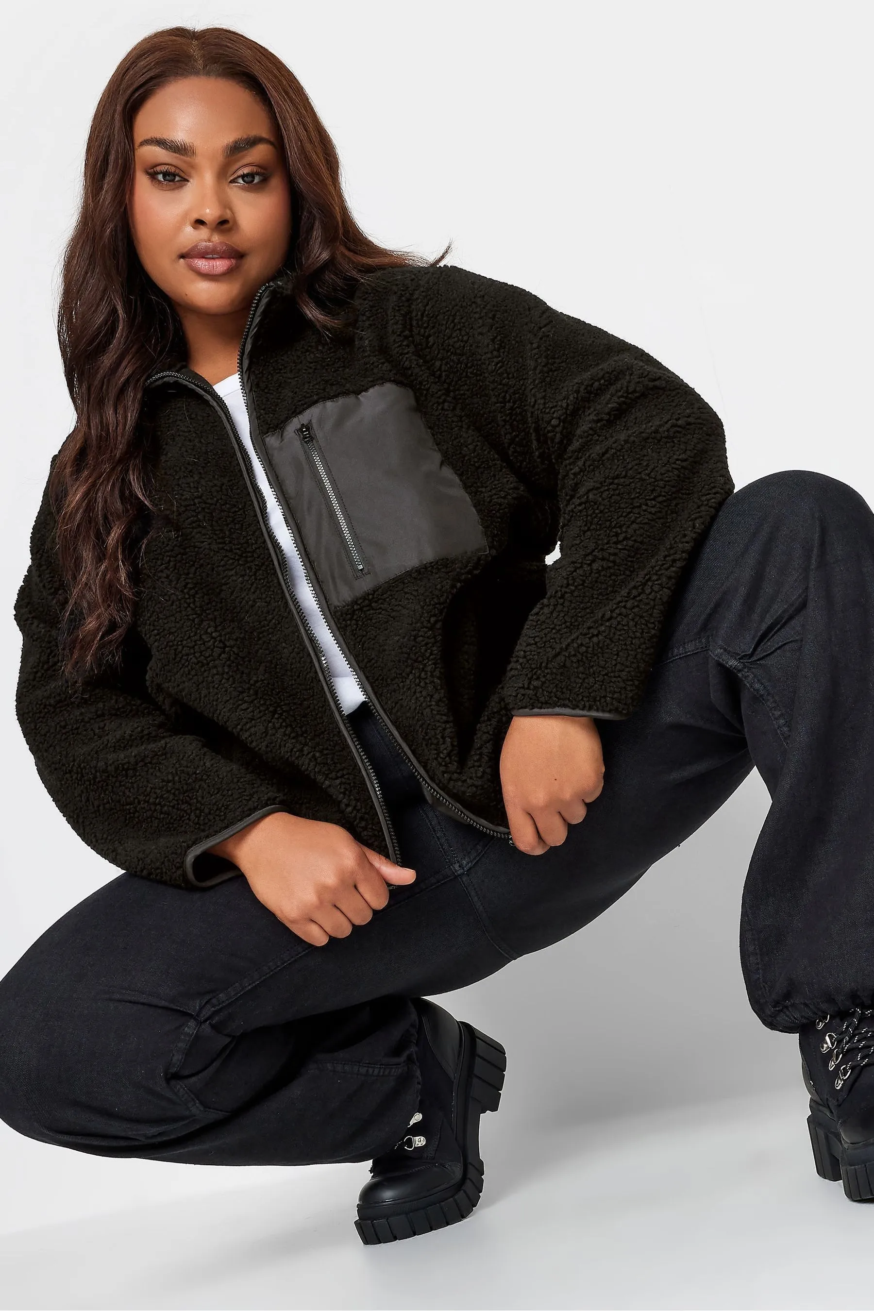 Yours Curve - Pile in nylon con tasca in sherpa